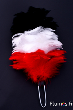 Plumet poule avec anneau -  hauteur 20 cm - rouge-blanc-noir